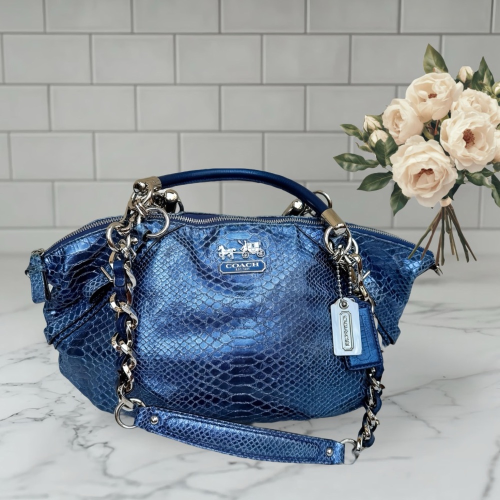 Coach Madison Blue Python Crossbody W/ Dustbag - image 1